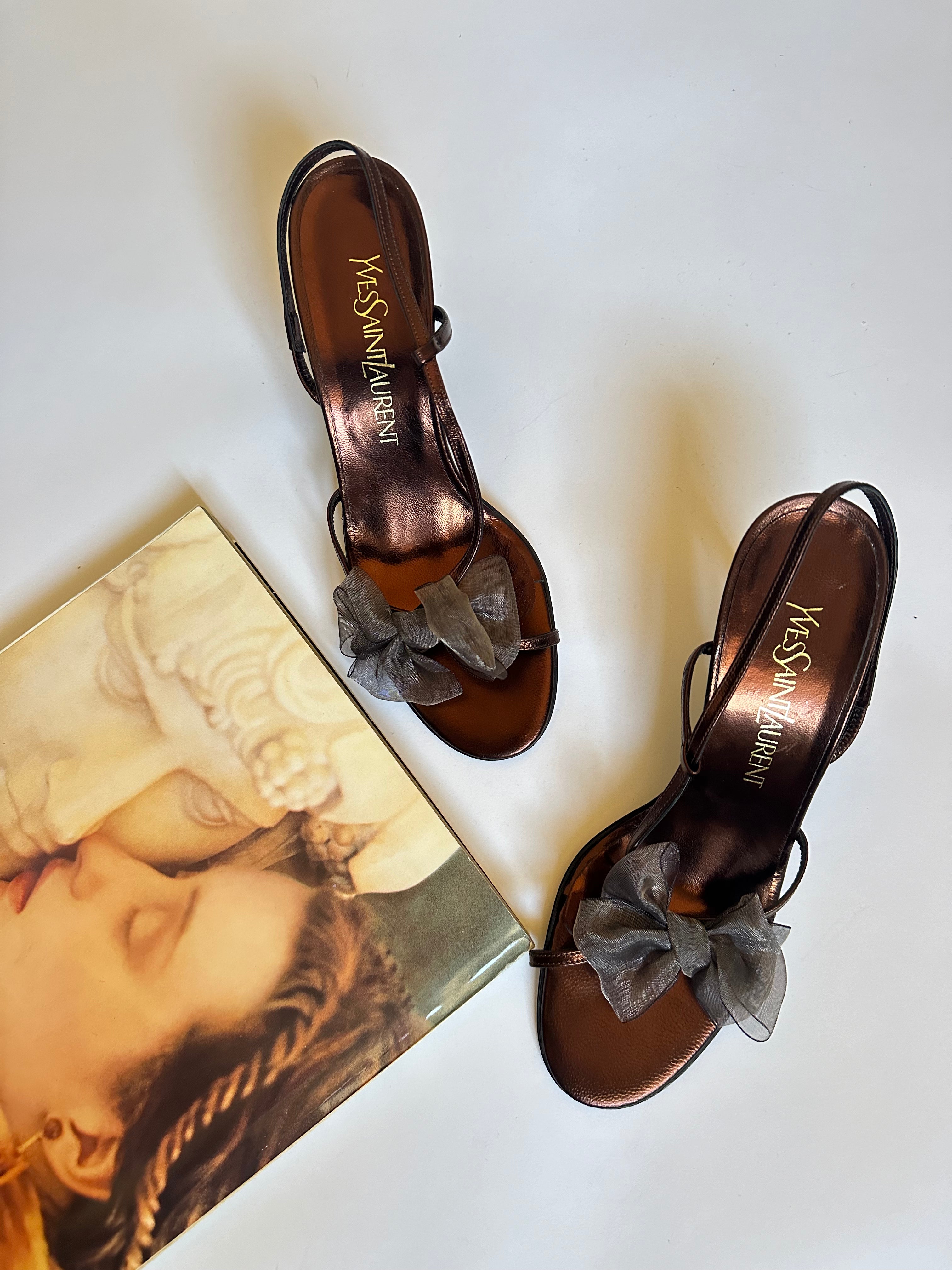 Yves Saint Laurent Slingback Bow Heels (EU 37.5/ US 7.5)