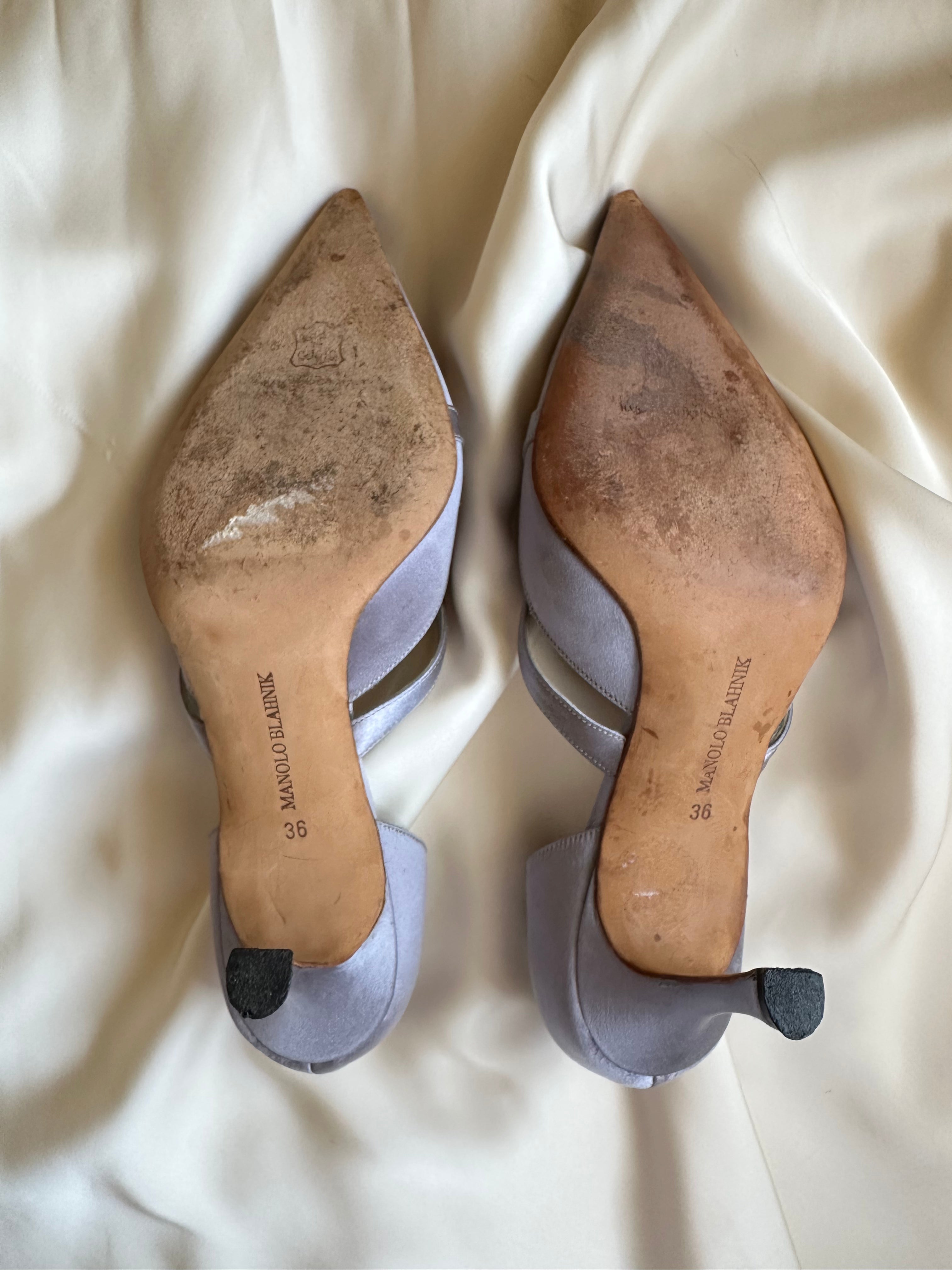 Manolo Blahnik D'orsay Mary Jane Satin Heels (EU 36/ US 6)