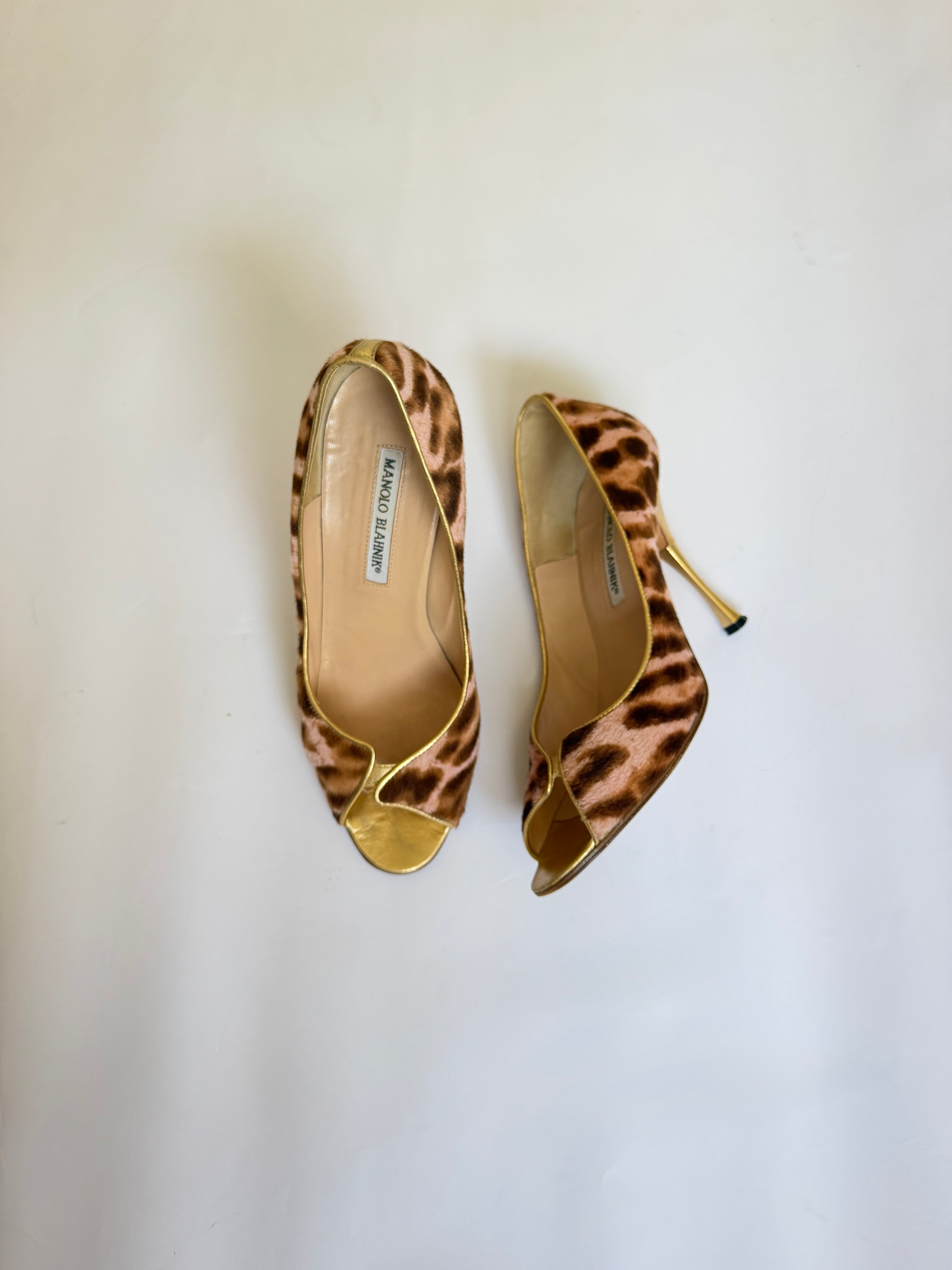 Manolo Blahnik Leopard Print Heels (EU 37.5/ US 7)