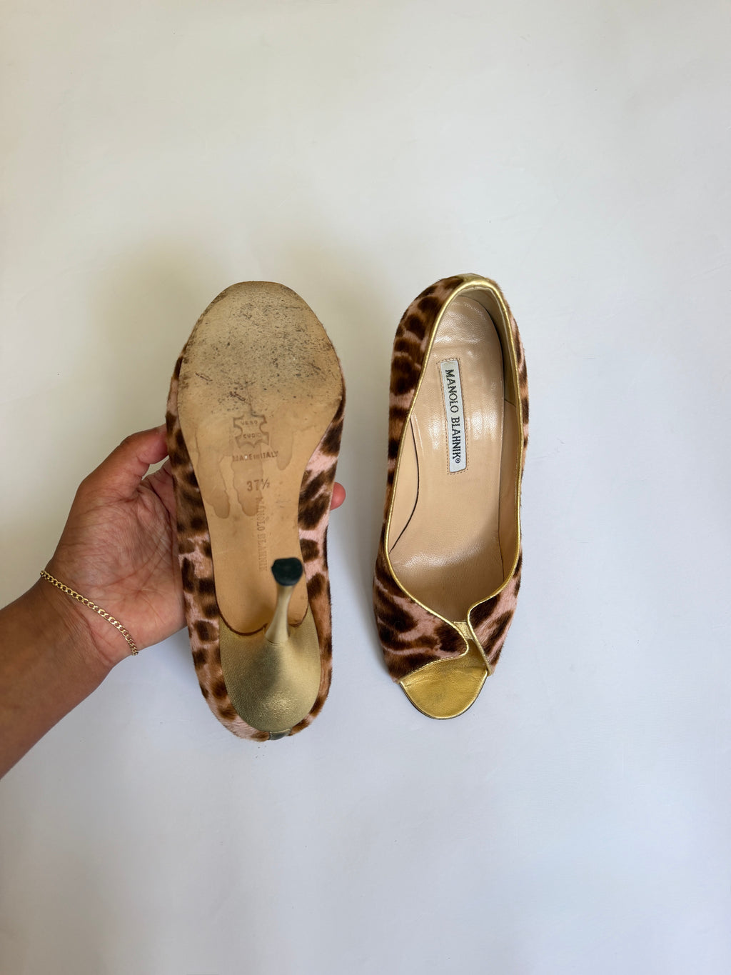 Manolo Blahnik Leopard Print Heels (EU 37.5/ US 7)